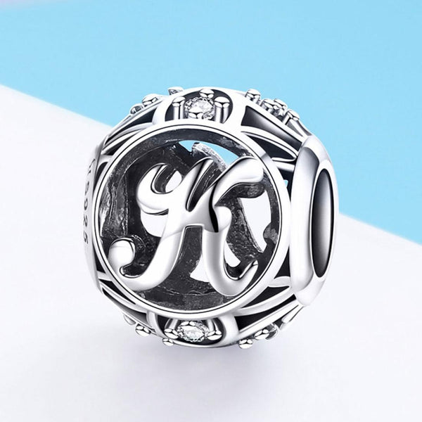 925 Sterling Silver 26 English Letter Beads For Diy Bracelets & Necklaces Style K Charms & Pendants