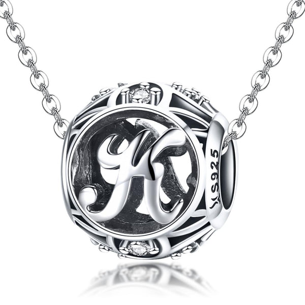 925 Sterling Silver 26 English Letter Beads For Diy Bracelets & Necklaces Style K Charms & Pendants