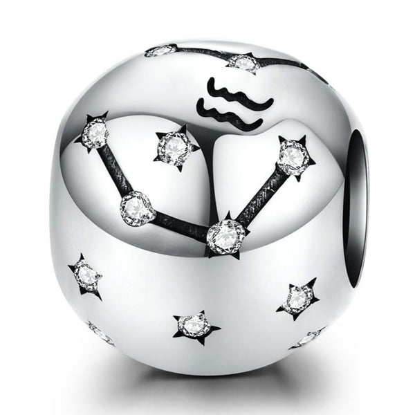 925 Sterling Silver Diy Zodiac Bracelet Beads Constellation Accessories Style Aquarius Charms & Pendants