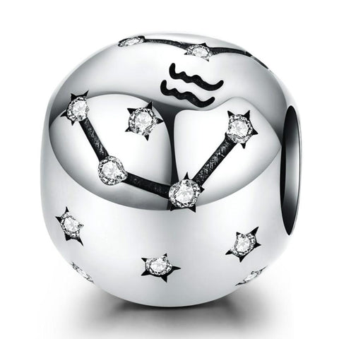 925 Sterling Silver Diy Zodiac Bracelet Beads Constellation Accessories Style Aquarius Charms & Pendants