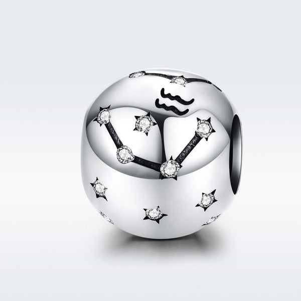 925 Sterling Silver Diy Zodiac Bracelet Beads Constellation Accessories Style Aquarius Charms & Pendants