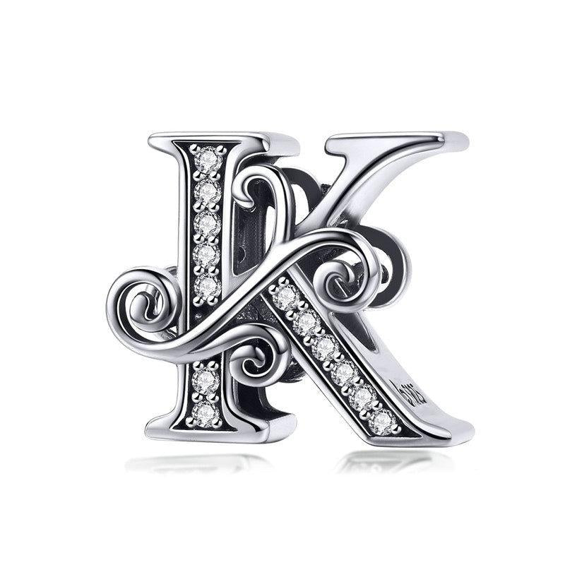 Diy Bracelet Beaded Accessories With Zircon Beads Letter K Style Charms & Pendants