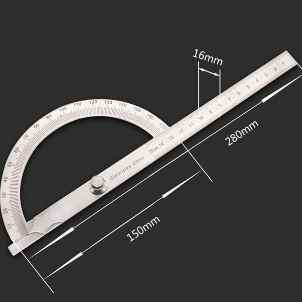 Stainless Steel Protractor With 0 150Mm Arm For 0 180 Degree Angles Protractors