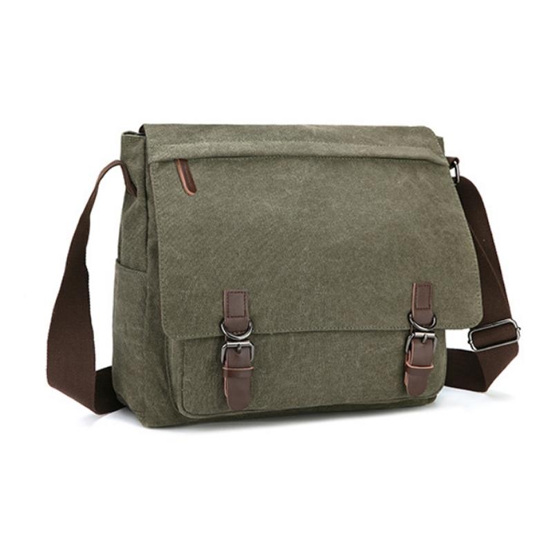 Green Canvas Business Messenger Bag Medium Size Bags