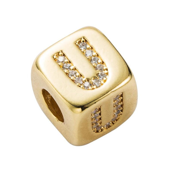 Brass Micro Inlaid Couple Red String Pull Diy Bracelet English Letter Beads Style U Charms & Pendants