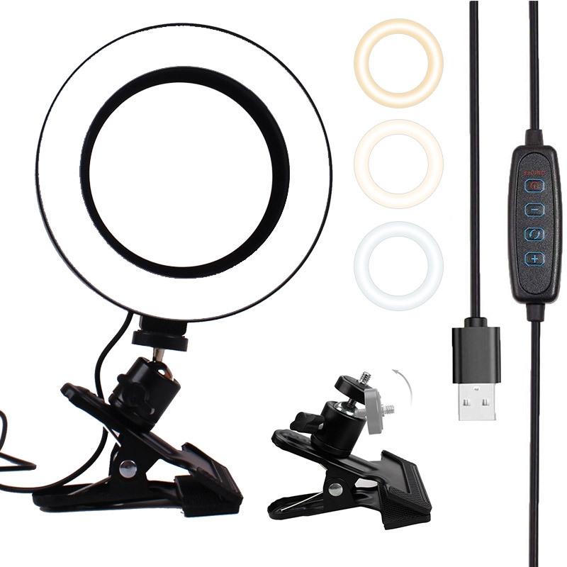6 Led Ring Light With Strong Clip 2M Desktop Computer Selfie Lights