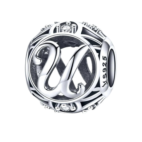 925 Sterling Silver Personalized Letter Beads For Diy Bracelets & Necklaces Style U Charms & Pendants