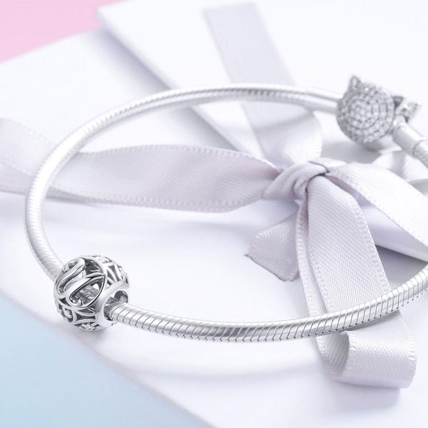 925 Sterling Silver Personalized Letter Beads For Diy Bracelets & Necklaces Style U Charms & Pendants