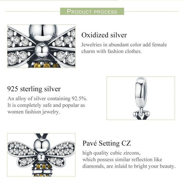 925 Sterling Silver Bee Charm For Diy Bracelets Charms & Pendants