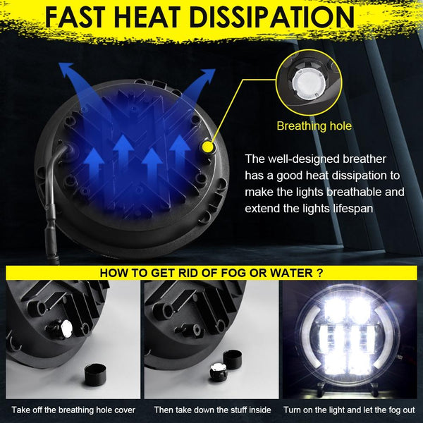 Car 7 Inch Dc9 30V Led Headlight Modification Accessories For Jeep Wrangler Led Car Lights