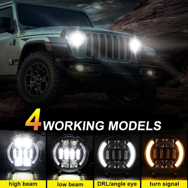 Car 7 Inch Dc9 30V Led Headlight Modification Accessories For Jeep Wrangler Led Car Lights