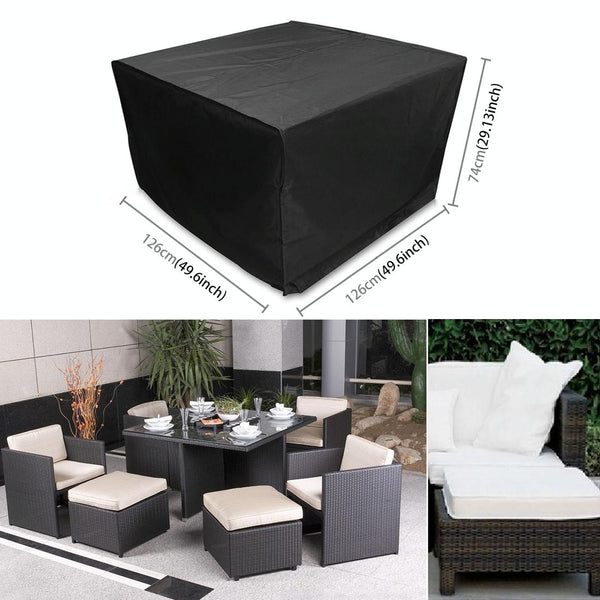 Outdoor Furniture Set Cover Anti Uv Waterproof Dust Proof 210D Oxford Cloth Folding 126X126x74cm Black Outdoor Furniture Covers