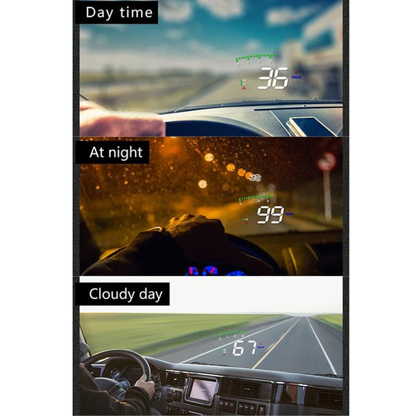 3.5 Inch Vehicle Head Up Display Car Speed Engine Revs Water Temp Voltage Mileage Other Instruments & Gauges
