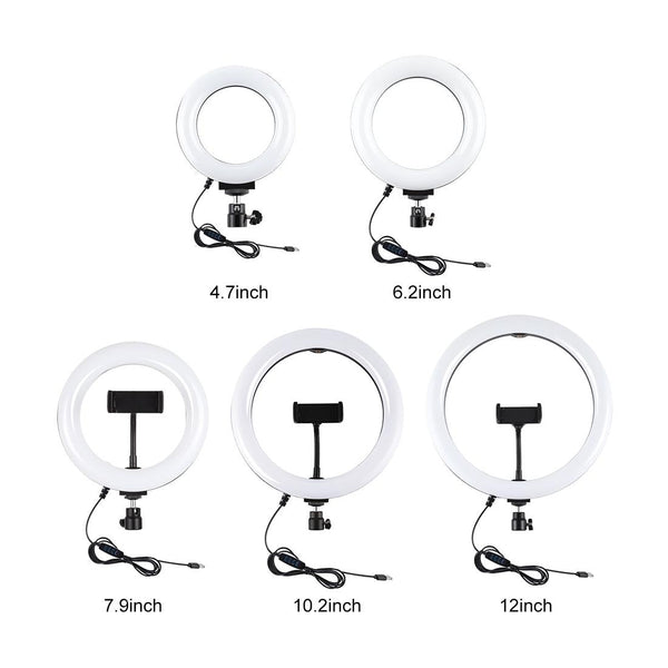 Usb Dimmable Led Ring Light With Tripod Holder And Cold Shoe Ball Head Other Lighting & Studio