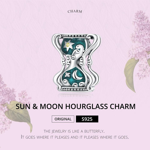 925 Sterling Silver Sun Moon Hourglass Beads Bracelet / Necklace Set Charms & Pendants