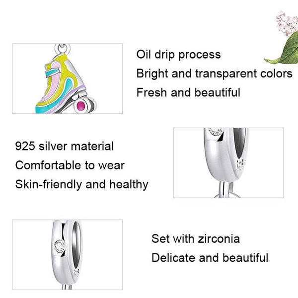 925 Sterling Silver Skate Diy Pendant Beads For Bracelet Charms & Pendants