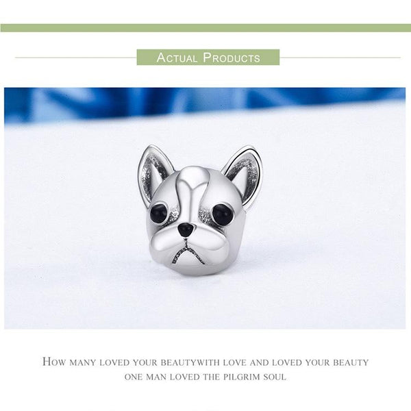 925 Sterling Silver Bulldog Bead Animal Series Charms & Pendants