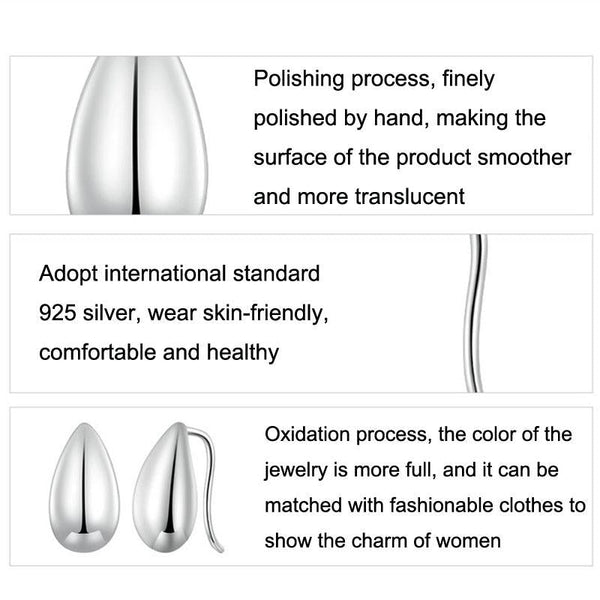 925 Sterling Silver Water Drop Glare Design Earrings