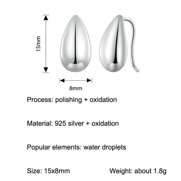 925 Sterling Silver Water Drop Glare Design Earrings