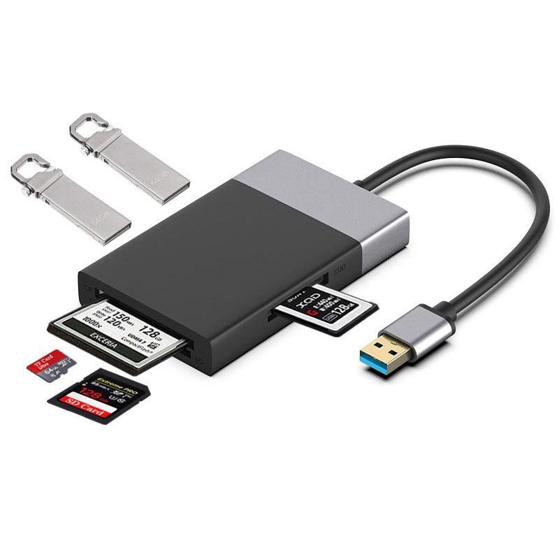 6 In 1 Usb3.0 Hub Adapter 2X + Cf / Tf Sd Xqd Cards Usb Cables Hubs & Adapters