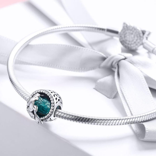 925 Sterling Silver Green Mermaid Beaded Bracelet Charms Charms & Pendants