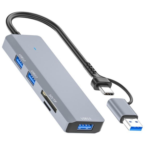 3 Port Usb Hub With Type C & Sd / Tf Slots Usb Cables Hubs & Adapters