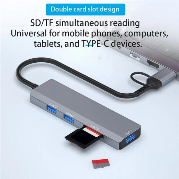 3 Port Usb Hub With Type C & Sd / Tf Slots Usb Cables Hubs & Adapters