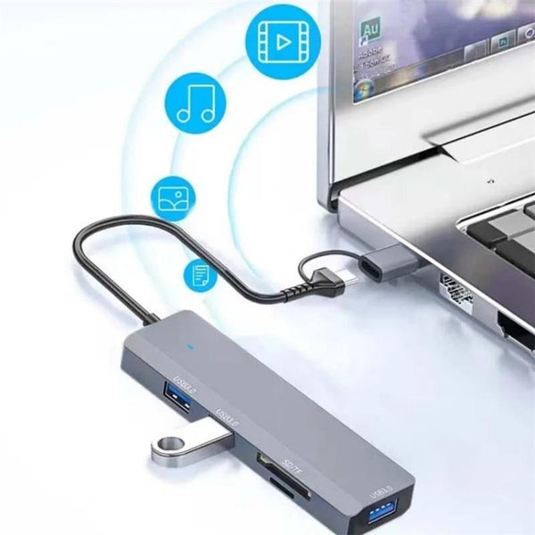 3 Port Usb Hub With Type C & Sd / Tf Slots Usb Cables Hubs & Adapters