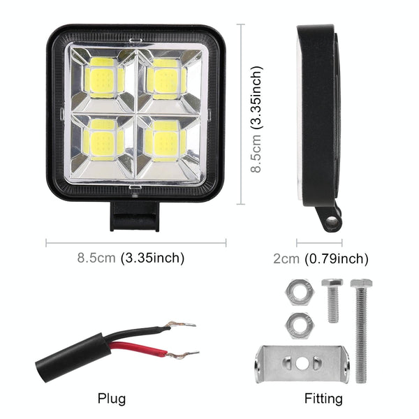 Car Square Work Light With 4 Cob Lamp Beads Led Car Lights