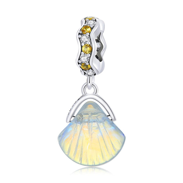 925 Sterling Silver Iridescent Shell Pendant For Diy Bracelet Or Necklace Charms & Pendants