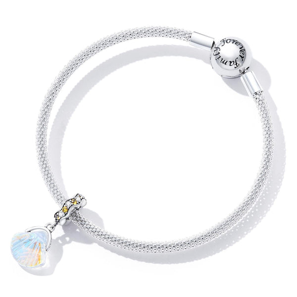 925 Sterling Silver Iridescent Shell Pendant For Diy Bracelet Or Necklace Charms & Pendants