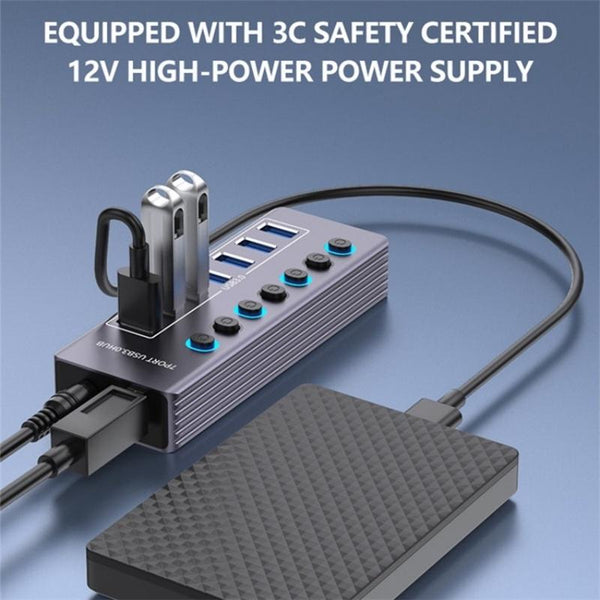 7 Port Usb 3.0 Hub With Independent Switch Usb Cables Hubs & Adapters