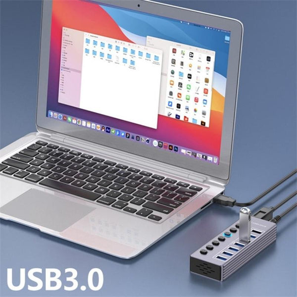 7 Port Usb 3.0 Hub With Independent Switch Usb Cables Hubs & Adapters