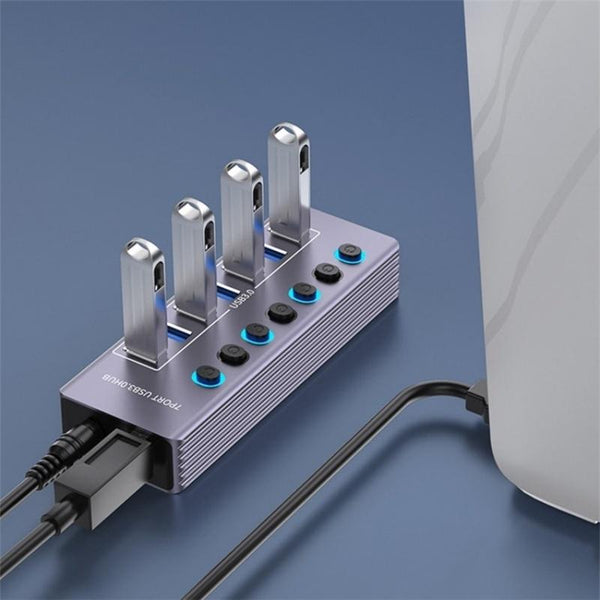 7 Port Usb 3.0 Hub With Independent Switch Usb Cables Hubs & Adapters