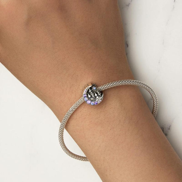 925 Sterling Silver Purple Moon Beaded Bracelet Accessory Charms & Pendants