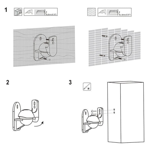 Rotatable 45 Degree Speaker Wall Mount Brackets For Surround Sound Pair Speaker Mounts & Stands