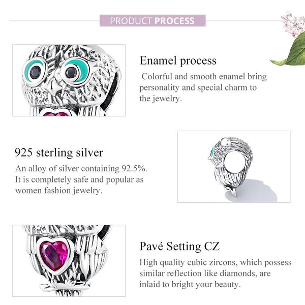 925 Sterling Silver Owl Beads For Diy Bracelets & Necklaces Charms & Pendants
