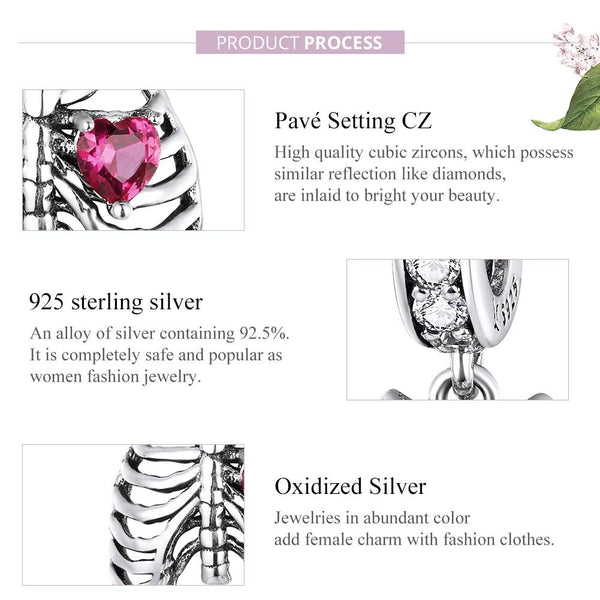 925 Sterling Silver Rib Pendant For Diy Bracelets Charms & Pendants