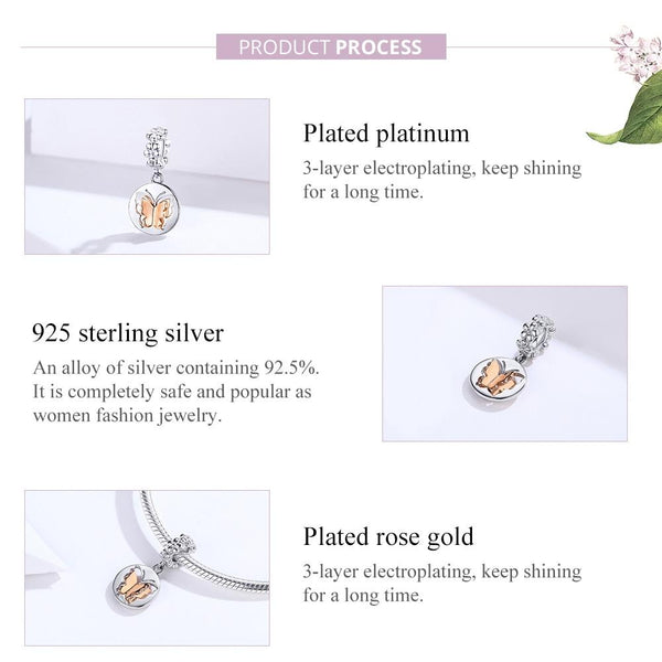 925 Sterling Silver Gold Butterfly Pendant For Diy Bracelets & Necklaces Charms & Pendants