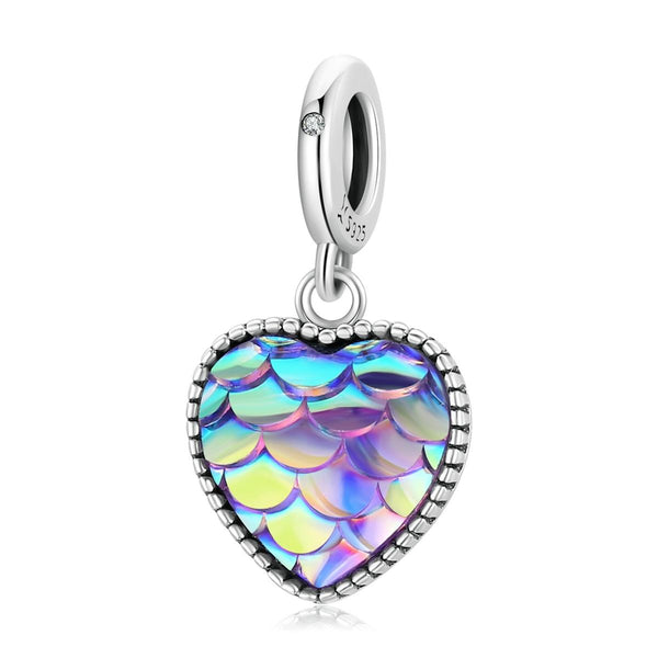925 Sterling Silver Fish Scale Heart Pendant For Diy Bracelets & Necklaces Charms & Pendants