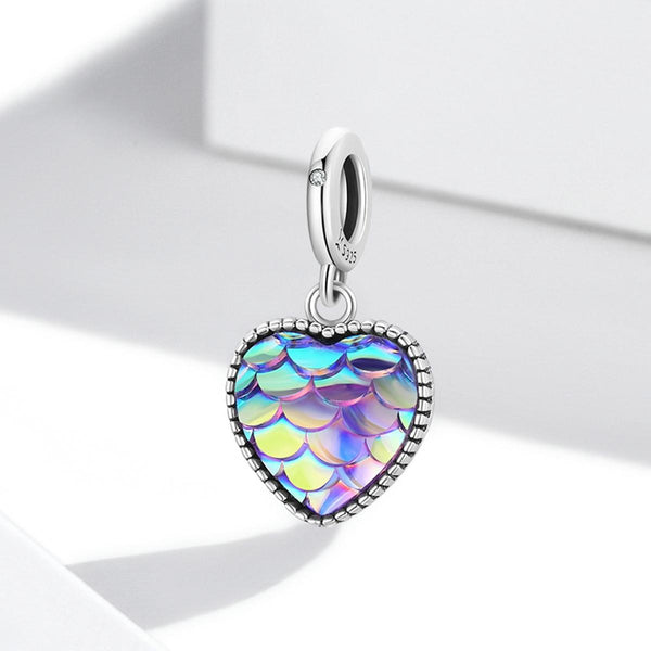 925 Sterling Silver Fish Scale Heart Pendant For Diy Bracelets & Necklaces Charms & Pendants