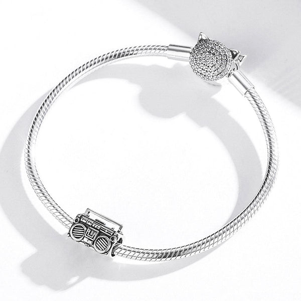 Veile Studios 925 Sterling Silver Vintage Radio Bead Bracelet / Necklace Accessory Charms & Pendants