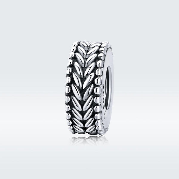 925 Sterling Silver Retro Wheat Ears Beaded Bracelet For Girls Charms & Pendants