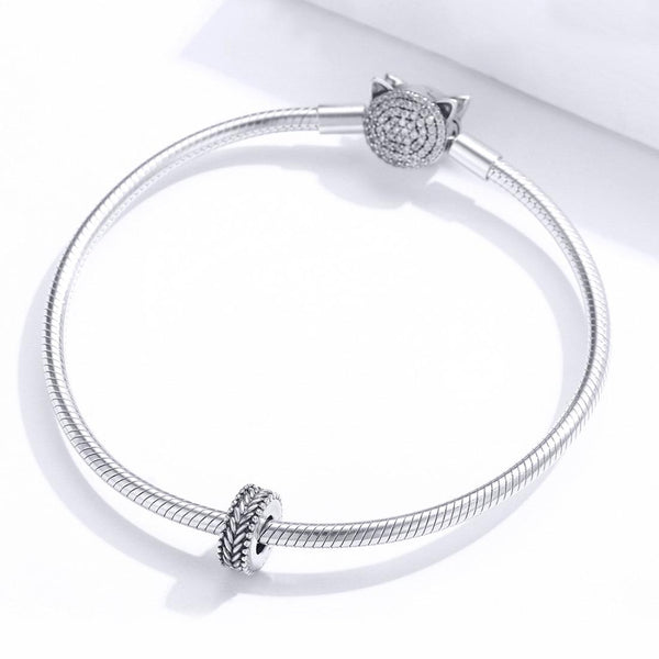 925 Sterling Silver Retro Wheat Ears Beaded Bracelet For Girls Charms & Pendants