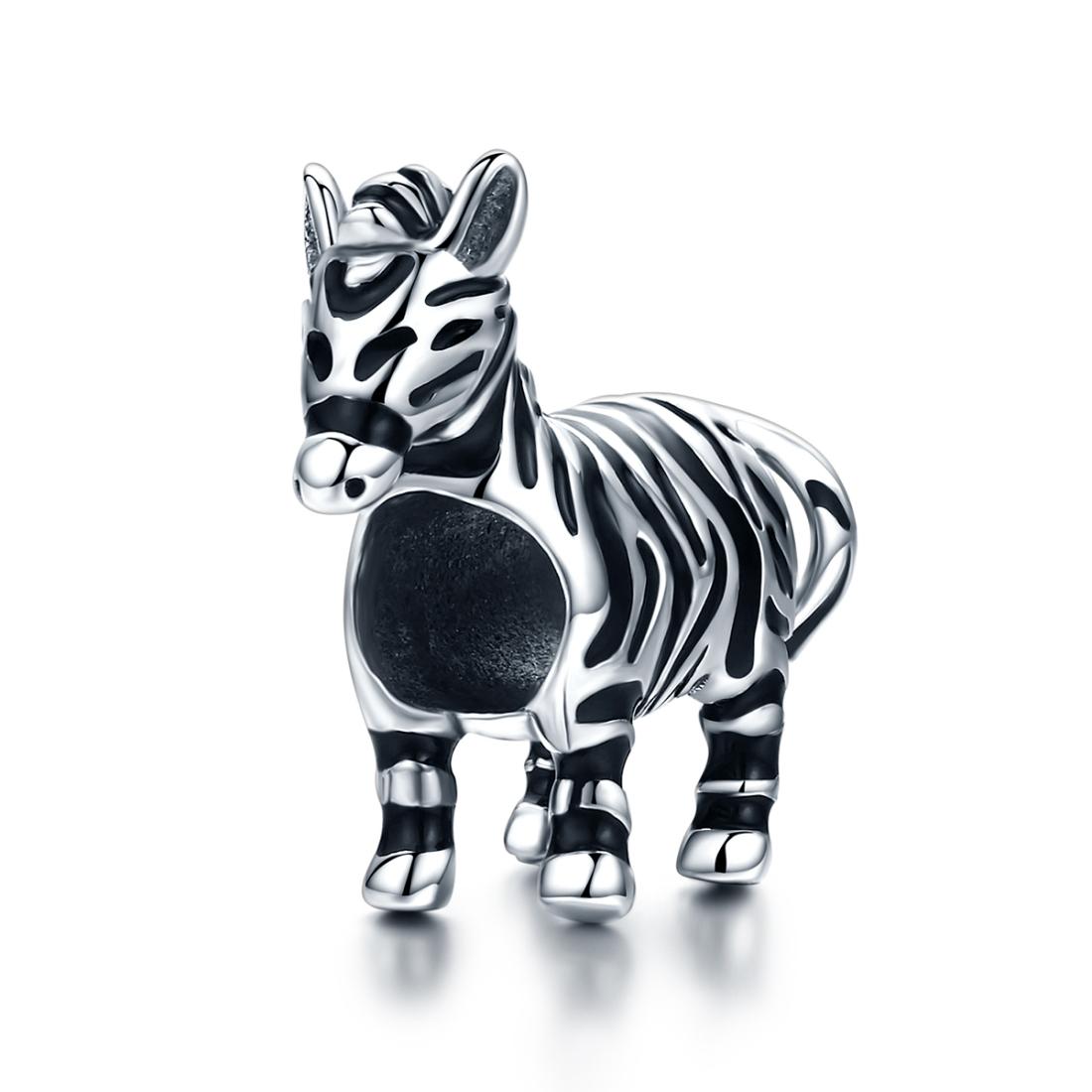 925 Sterling Silver Zebra Bead Bracelet / Necklace Accessory Charms & Pendants
