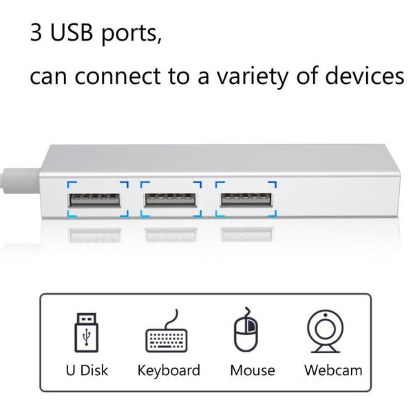 3 Port Usb 3.0 + Rj45 External Hub For Laptops Usb Cables Hubs & Adapters