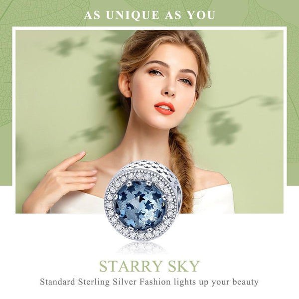 925 Sterling Silver Starry Sky Drop Oil Beads Charms & Pendants
