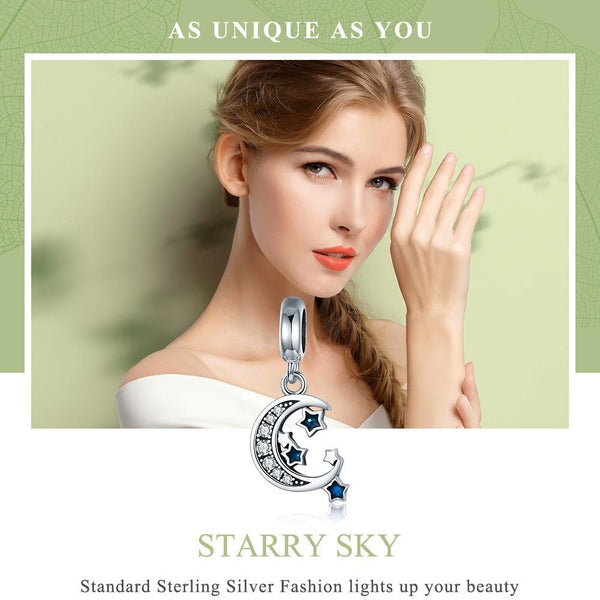 925 Sterling Silver Starry Sky Heart Pendant For Diy Bracelets Charms & Pendants