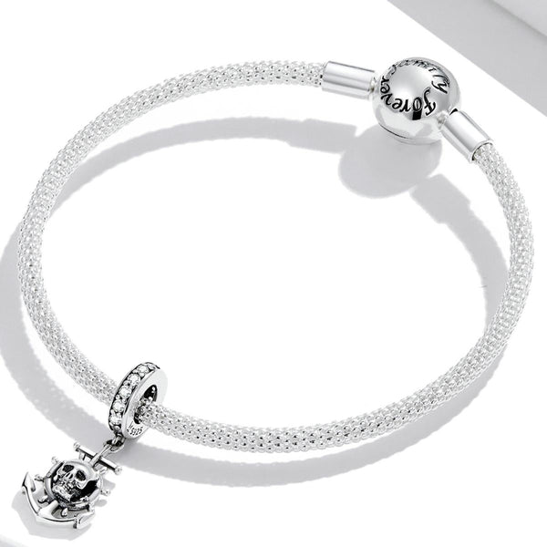 925 Sterling Silver Pirate Skull Pendant For Bracelet Or Necklace Charms & Pendants