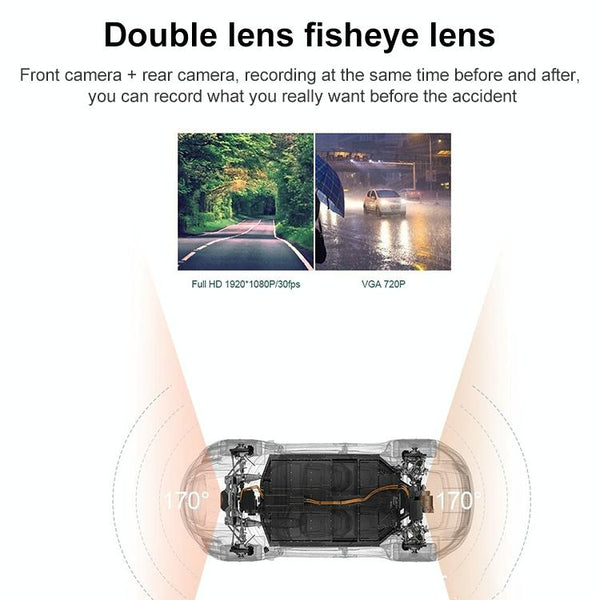 Hidden Dual Lens Car Dvr With Reversing Video Monitor Rear View Monitors/Cams & Kits